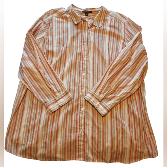 NWOT striped button-down blouse from Roaman's, women's size 28W - Picture 3 of 7